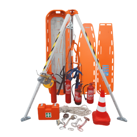 Uitgebreide reddingsset verhuur voor beslotenruimtes en industriële toepassing.